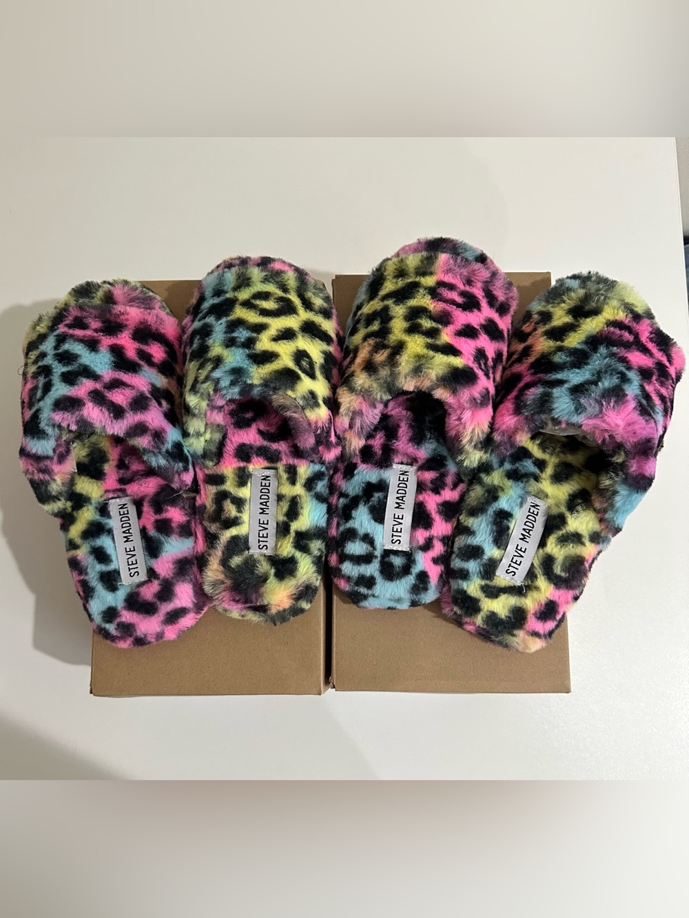 2 pairs girls leopard slippers
